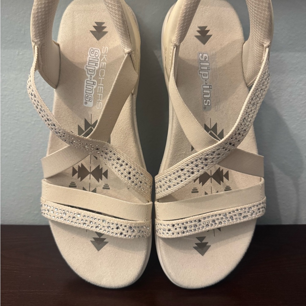 Skechers Hands Free Slip-ins Reggae Slim Summer Sparkle Sandals Vacation Cruise